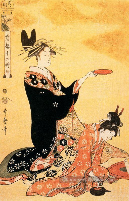 l’heure du sanglier Kitagawa Utamaro ukiyo e Bijin GA Peintures à l'huile
